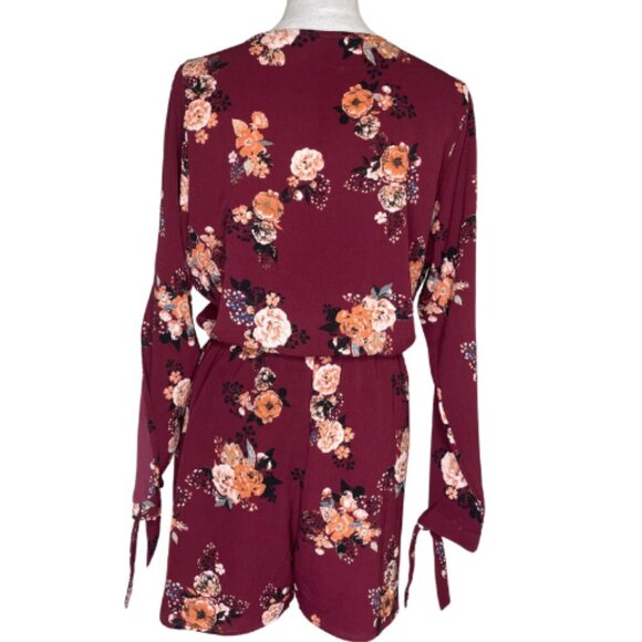 Guess Women's Blush Colorful Floral Tropical Reese Romper Sx XL Boho Flowy - Picture 2 of 7